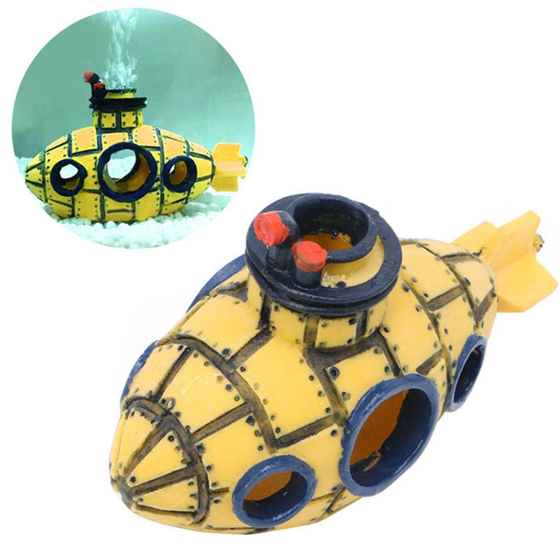 yellow blue underwater aquarium aquarium decoration cave decoration