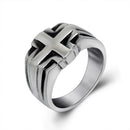 Fashion Vintage Punk Cross Male Titanium Steel Ring Men's Stainless Steel Jewelry