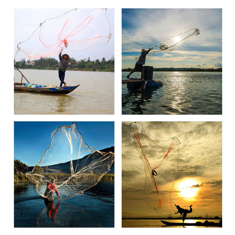 ZANLURE 2.4M Fishing Net Nylon Monofilament Mesh Gill Easy Throw Casting Fishing Tool Fishing Net