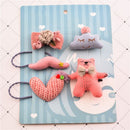 Pink 1 set of 5pcs fabric cartoon bear cloud yarn love children hair clip c T5D4