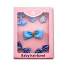 Blue 1 Set 6pcs Fabric Cartoon Princess Crown Bow Pentacle Hairpin Hairpin  V7X6