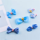 Blue 1 Set 6pcs Fabric Cartoon Princess Crown Bow Pentacle Hairpin Hairpin  V7X6