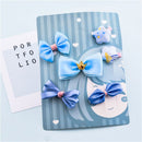 Blue 1 Set 6pcs Fabric Cartoon Princess Crown Bow Pentacle Hairpin Hairpin  V7X6