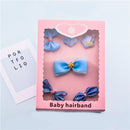 Blue 1 Set 6pcs Fabric Cartoon Princess Crown Bow Pentacle Hairpin Hairpin  V7X6