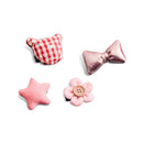 Pink 1 Set 6pcs Cloth Cute Bear Bow tie Pentagram Flower Children's hairpin C4X4