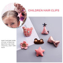 Pink 1 Set 6pcs Cloth Cute Bear Bow tie Pentagram Flower Children's hairpin C4X4