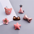 Pink 1 Set 6pcs Cloth Cute Bear Bow tie Pentagram Flower Children's hairpin C4X4