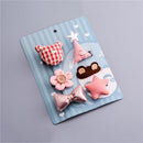 Pink 1 Set 6pcs Cloth Cute Bear Bow tie Pentagram Flower Children's hairpin C4X4