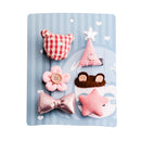Pink 1 Set 6pcs Cloth Cute Bear Bow tie Pentagram Flower Children's hairpin C4X4