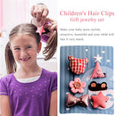 Pink 1 Set 6pcs Cloth Cute Bear Bow tie Pentagram Flower Children's hairpin C4X4
