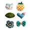Green 1 Set 6pcs Cloth Cute Fox Pineapple Heart Leaf Bow Flower Child Hairp A9H6