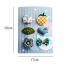 Green 1 Set 6pcs Cloth Cute Fox Pineapple Heart Leaf Bow Flower Child Hairp A9H6
