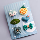 Green 1 Set 6pcs Cloth Cute Fox Pineapple Heart Leaf Bow Flower Child Hairp A9H6