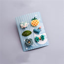 Green 1 Set 6pcs Cloth Cute Fox Pineapple Heart Leaf Bow Flower Child Hairp A9H6