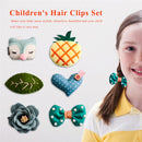 Green 1 Set 6pcs Cloth Cute Fox Pineapple Heart Leaf Bow Flower Child Hairp A9H6