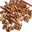 50 Pieces Olive Shape Wooden Toggles Buttons 2 Holes Sewing Buttons for Clo