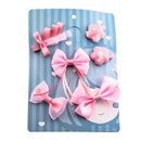 Pink 1 Set 6pcs Fabric Cartoon Princess Bow Five-pointed star Hairpin Hairp P5L7