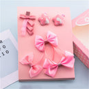 Pink 1 Set 6pcs Fabric Cartoon Princess Bow Five-pointed star Hairpin Hairp P5L7