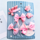 Pink 1 Set 6pcs Fabric Cartoon Princess Bow Five-pointed star Hairpin Hairp P5L7