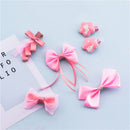 Pink 1 Set 6pcs Fabric Cartoon Princess Bow Five-pointed star Hairpin Hairp P5L7