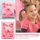Pink 1 Set 6pcs Fabric Cartoon Princess Bow Five-pointed star Hairpin Hairp P5L7