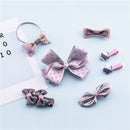 Gray 1 Set of 6pcs Fabric Cartoon Princess Bow Pentacle Hairpin Hairpin Set L7O7