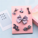 Gray 1 Set of 6pcs Fabric Cartoon Princess Bow Pentacle Hairpin Hairpin Set L7O7