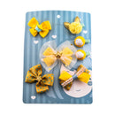 Yellow 1 set of 6pcs fabric cartoon Princess bow chick Kitty of hairpin fab W2H4