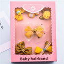 Yellow 1 set of 6pcs fabric cartoon Princess bow chick Kitty of hairpin fab W2H4