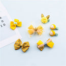 Yellow 1 set of 6pcs fabric cartoon Princess bow chick Kitty of hairpin fab W2H4