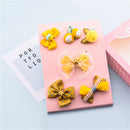 Yellow 1 set of 6pcs fabric cartoon Princess bow chick Kitty of hairpin fab W2H4