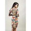 Women's New Spring Autumn Long Sleeve Leopard Floral Printed Office Dress W G1H9