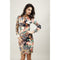 Women's New Spring Autumn Long Sleeve Leopard Floral Printed Office Dress W G1H9