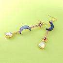 Fashion Jewelry Blue moon&star earrings Woman jewel Y9K6
