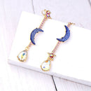 Fashion Jewelry Blue moon&star earrings Woman jewel Y9K6