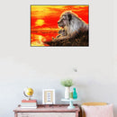 Full round drill diamond embroidery sunset Lion 5D DIY diamond painting Cro