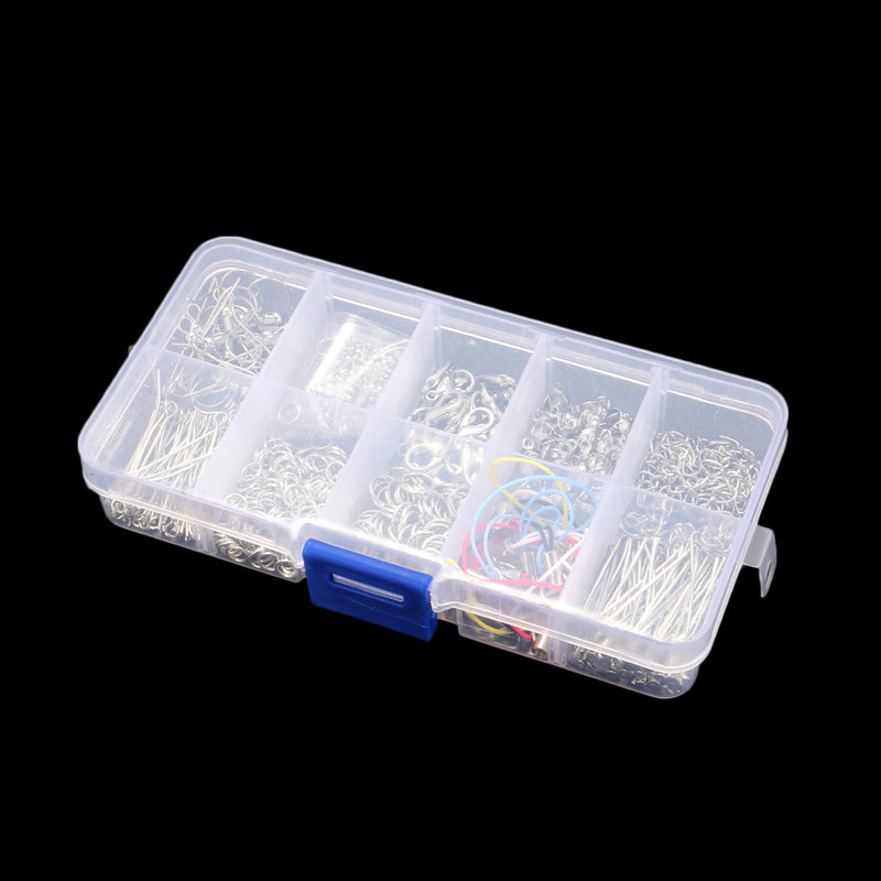 610Pcs Handmade Jewelry Tools Kits Head Pins Chains Findings Accessories Silver with Box