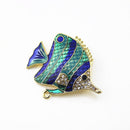 Women Clothing Accessories Grade Tropical Fish Enamel Brooch Rhinestone Pin S2L5
