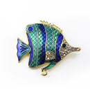 Women Clothing Accessories Grade Tropical Fish Enamel Brooch Rhinestone Pin S2L5