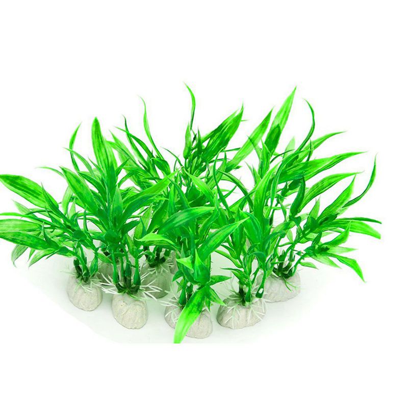 10 Pack Artificial Aquarium Plants, 10cm Height Fish Tank Decorations Home DC4V3