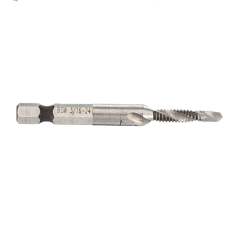 1/8-3/8 Inch BSW Thread HSS Combination Drill Tap Bit 1/4 Inch Hex Shank Deburr Countersink Bit