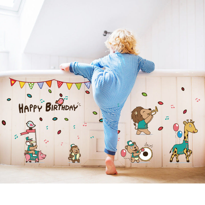 Miico SK7181 Happy Birthday Animal Concert Children's Bedroom Decorative Wall Sticker DIY Stickers