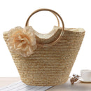 Women's Straw Handbag Flower Woven Summer Beach Messenger Tote Bag Basket S