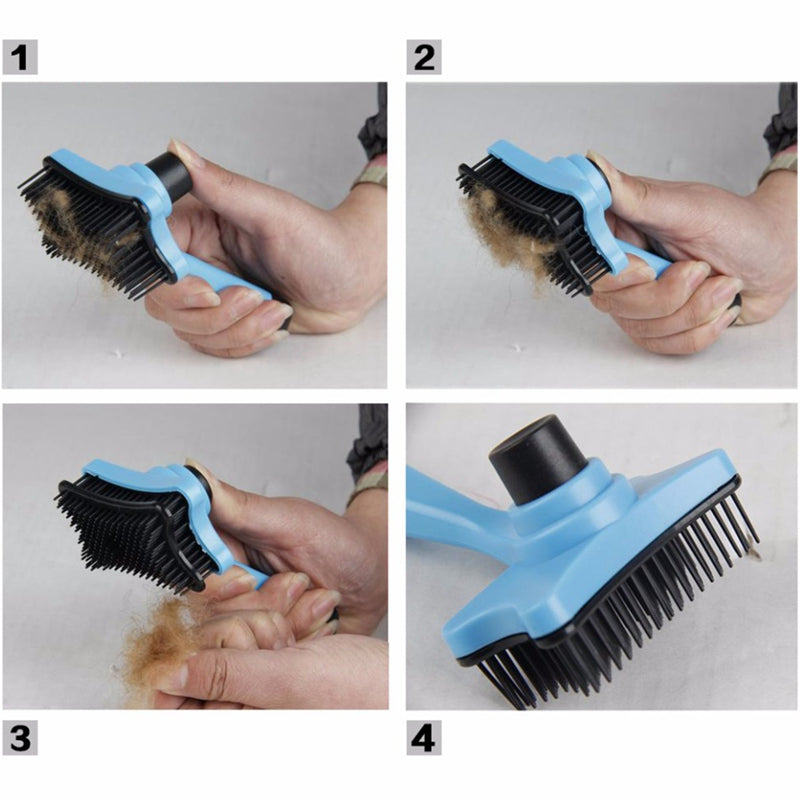 Pet Brush Hair Fur Shedding Trimmer Grooming Rake Comb Brush Tools-Blue Q5R3