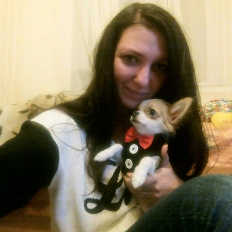 Dog Vest Pet Dog Harness Leash Set for Small Medium Dogs Bow Tie Formal Dre M9H6