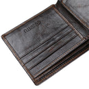 RFID Blocking Men's Purse Genuine Leather Bifold Anti Theft Credit Card Wallet