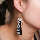 Fashion Personality Round Love Ribbon Earrings Alloy Long Stud Earrings For P6A4