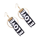 Fashion Personality Round Love Ribbon Earrings Alloy Long Stud Earrings For P6A4