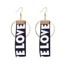Fashion Personality Round Love Ribbon Earrings Alloy Long Stud Earrings For P6A4