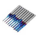 Drillpro 10pcs 0.8-3.175mm Blue NACO Coated PCB Bits Carbide Engraving Milling Cutter For CNC Tool Rotary Burrs